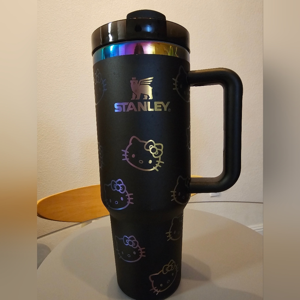 Stanley Black Tumbler with Hello Kitty and Rainbow Accents